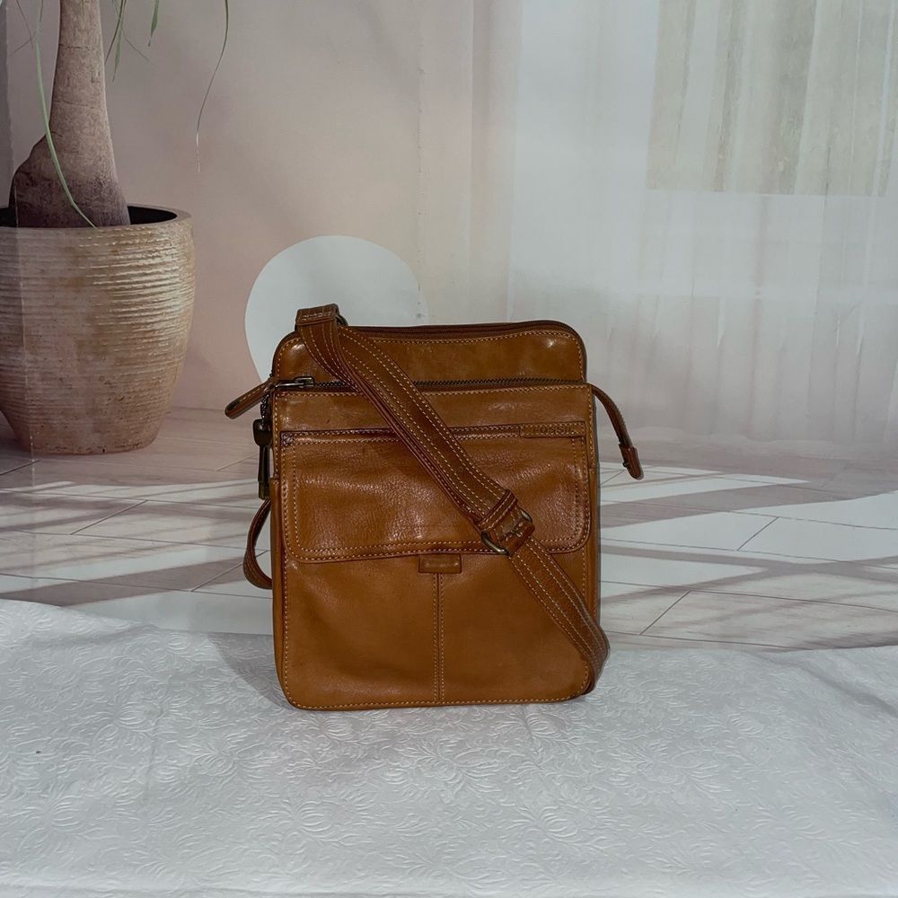 Fossil Leather Crossbody Camel Small